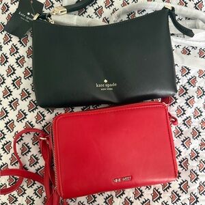 Kate Spade Black Crossbody & Nine West Red Mini Bag Duo